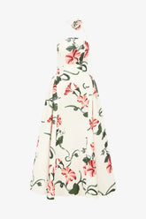 Violet Bustier Maxi Dress - Vine Print in Snow