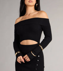 Fireside Flirt Off-The-Shoulder Midi Dress