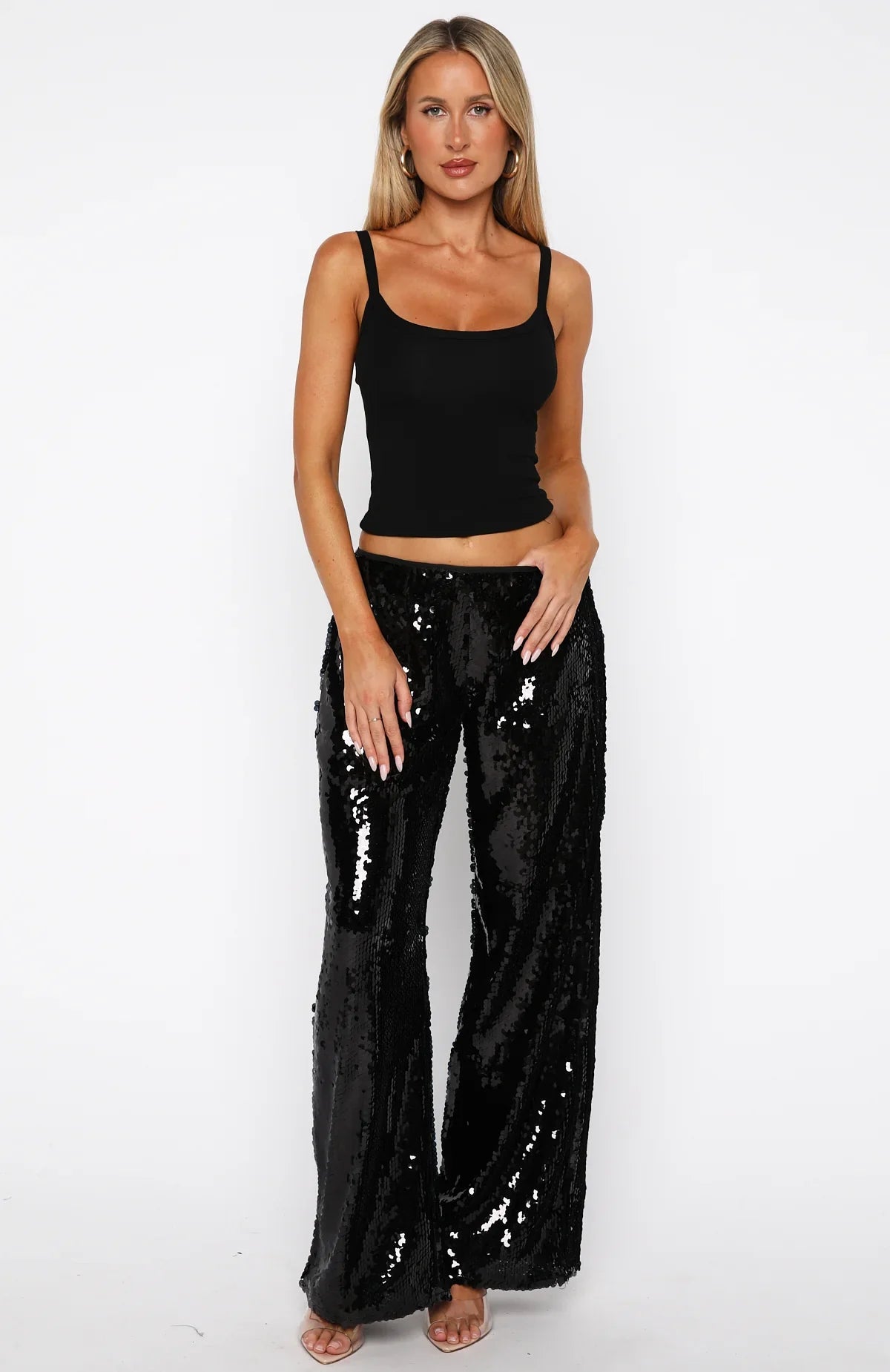 Caught Up In It Sequin Pants Black