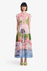 Grace Flutter Sleeve Midi Dress - Riviera Print