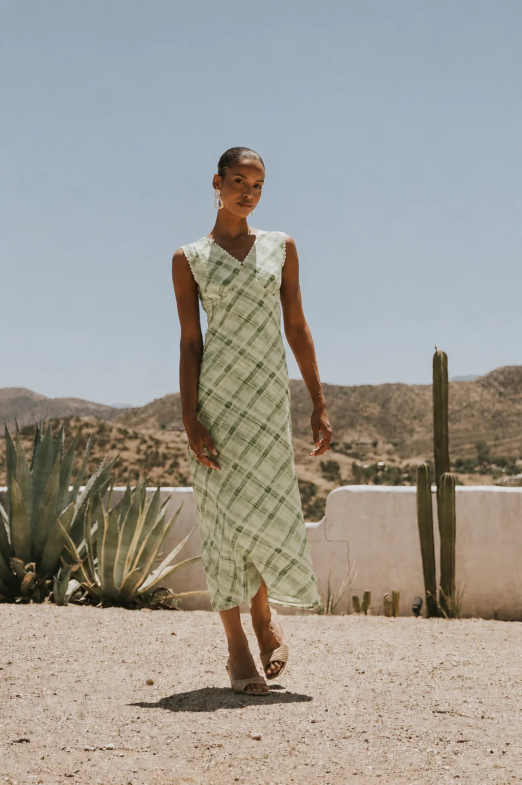 Yolanda Plaid Maxi Dress