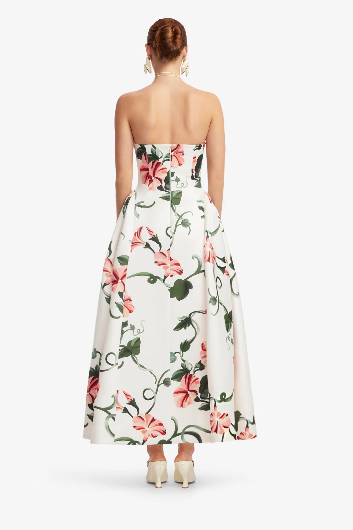 Violet Bustier Maxi Dress - Vine Print in Snow