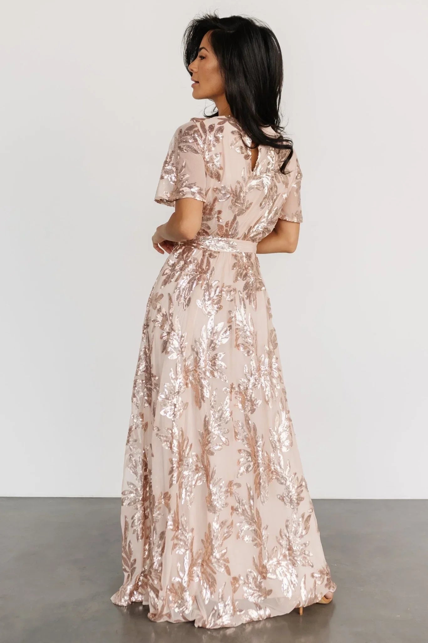 Muse Sequin Maxi Dress | Rose Gold