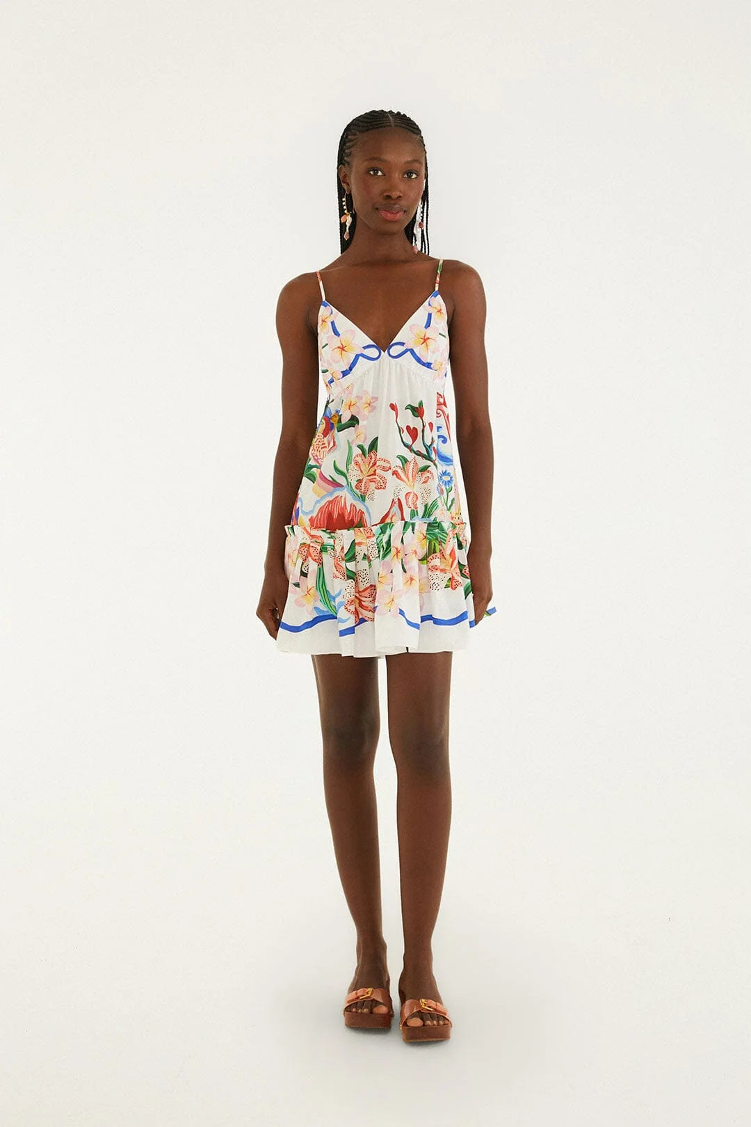 Off-White Garden Of Life Scarf Ruffled Mini Dress